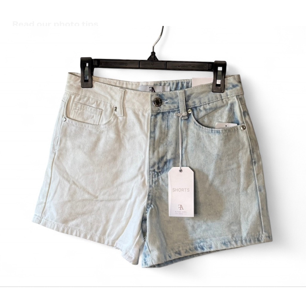 NWT Flying Angel Two-Tone Denim Shorts High Rise Premium Rigid Size 11/30